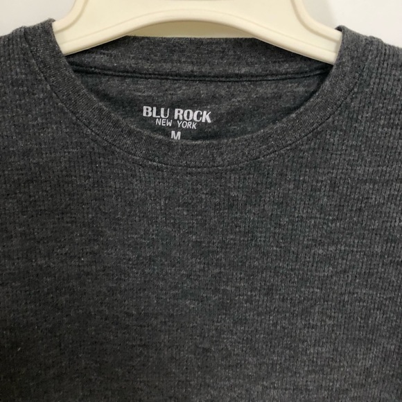 Men’s Blu Rock Gray Thermal Waffle Knit T-Shirt Top - Picture 14 of 16